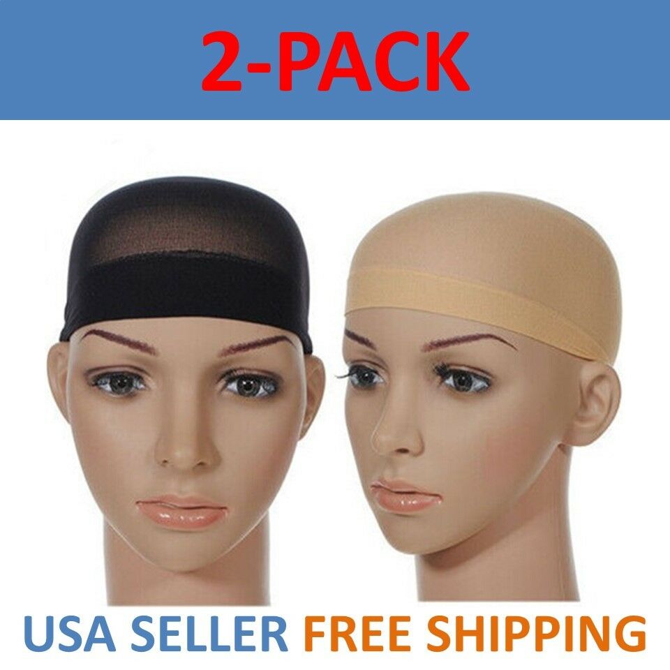 2 Pcs Wig Cap Wig Liner Wig Stocking Cap Black Neutral Beige Nylon Stretch Usa