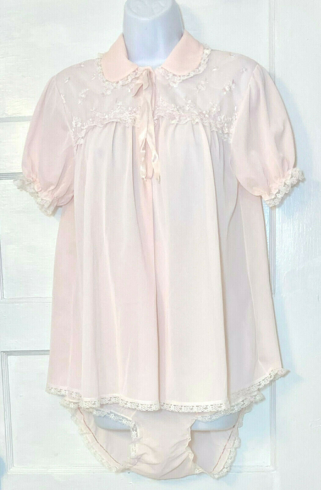 Vintage Miss Siren Pink Baby Doll Pajamas, Size M