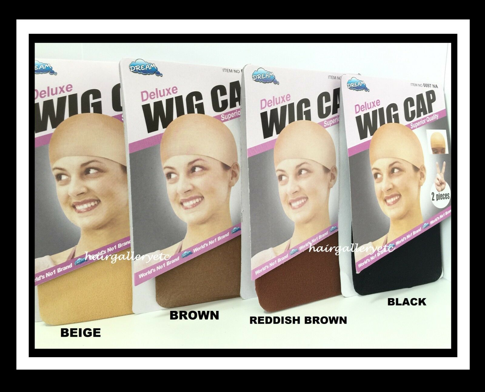 2 Pcs Dream Deluxe Wig Cap Stocking / Weaving Cap Wig Liner Brown Black Beige