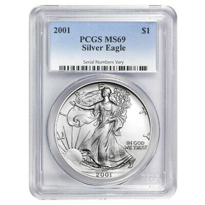 2001 1 Oz Silver American Eagle $1 Coin Pcgs Ms 69