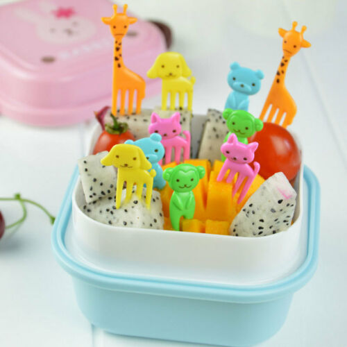 10 Pcs  Bento Kawaii Animal Food Fruit Picks Forks Lunch Box Case Accessory Set