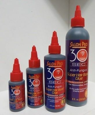 Salon Pro 30 Sec. Super Hair Bond Glue Professional Speed 1oz, 2oz, 4oz, 8oz