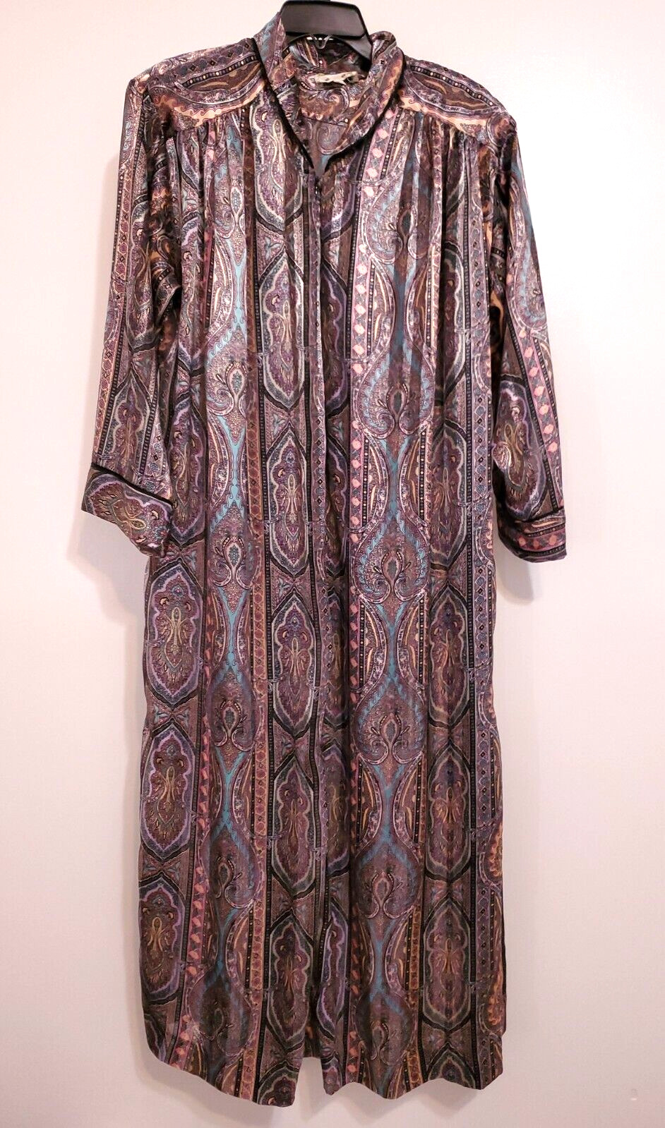 Christian Dior Robe Womens Medium Paisley Loungewear Kimono Pockets Side Slit