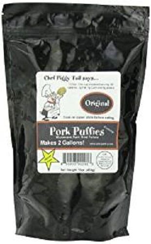 Chef Piggy Tail's Microwave Pork Rinds 1# Pkg. Makes 32 Cups When Puffed.