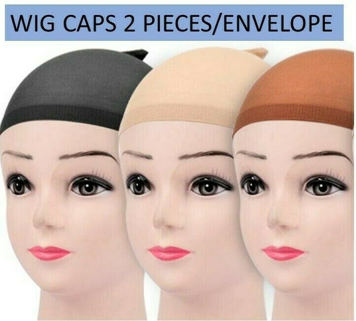 Stocking Wig Caps 2 Pcs Black Brown Natural Beige Nude Liner Nylon Quality New