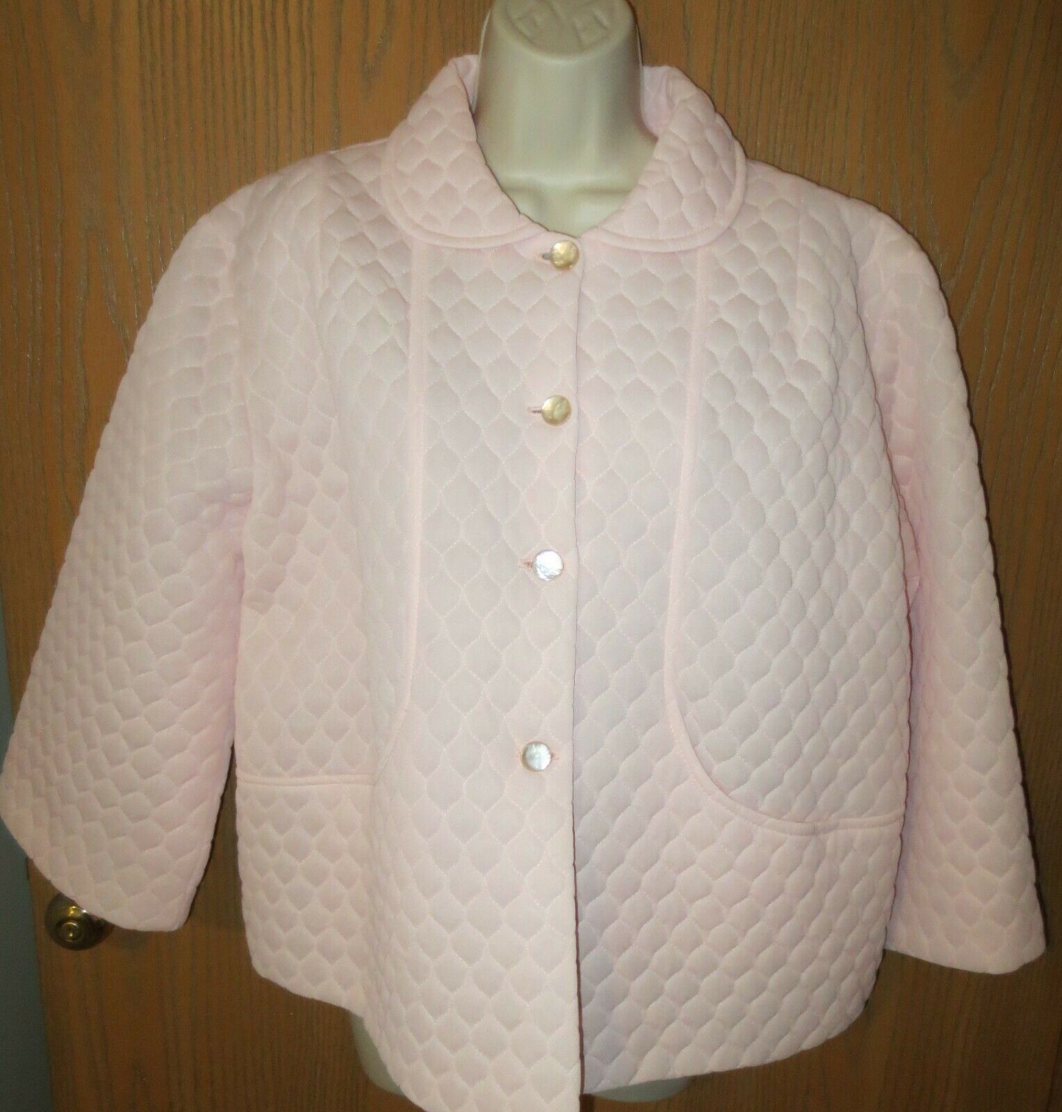 Mint Ub Quilted Pink Nylon Lingerie Bed Jacket 3/4 Bell Sleeve 1960s Sz M Unworn