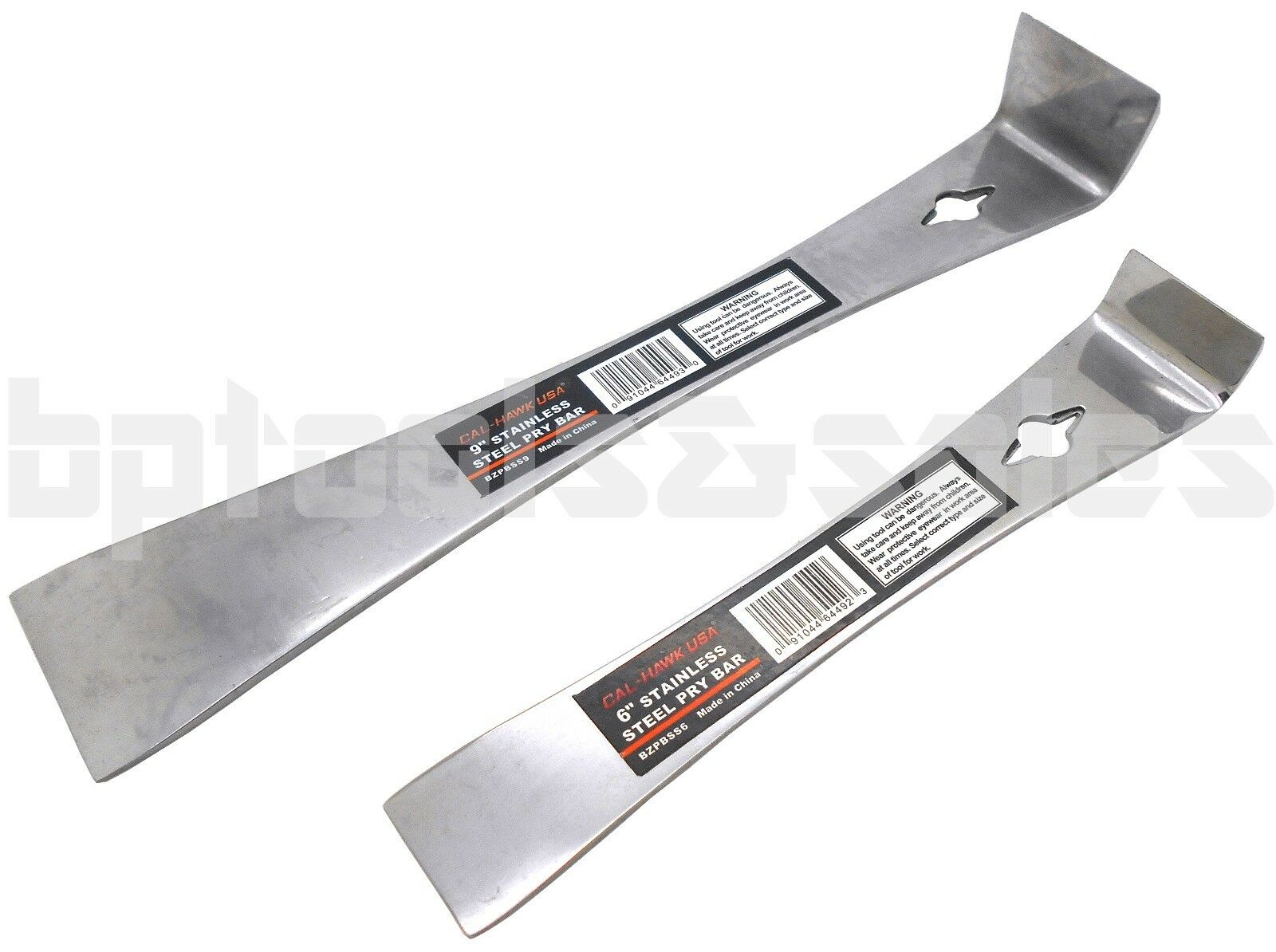 (2) 9" & 6" Stainless Steel Pry Bar Set Nail Puller Scraper Heavy Duty Bars